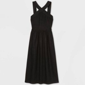 A New Day Black Linen Sleeveless Midi Dress